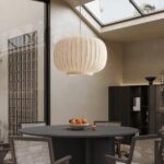 Suspension Japandi design doux en soie blanche - vue d'ensemble