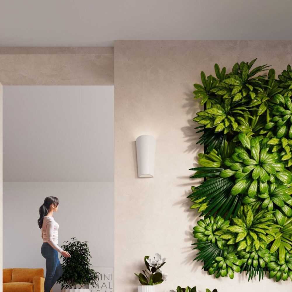 Applique murale en céramique blanche forme galbée — vue arrière