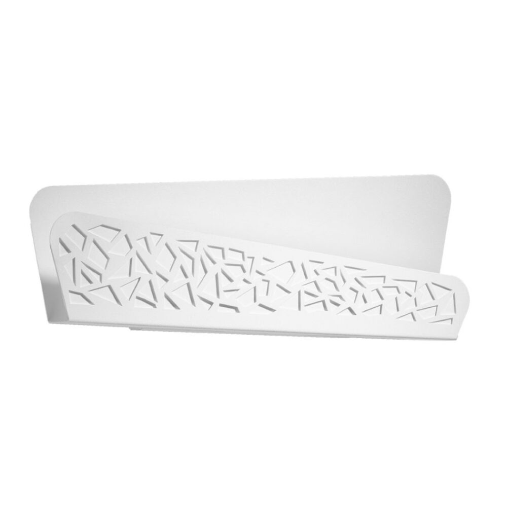 Applique murale blanche décorative à motifs géométriques ajourés - vue de face