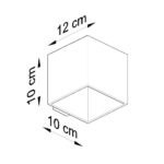 Schéma coté du cube lumineux avec hauteur 10 cm, largeur 12 cm et profondeur 10 cm