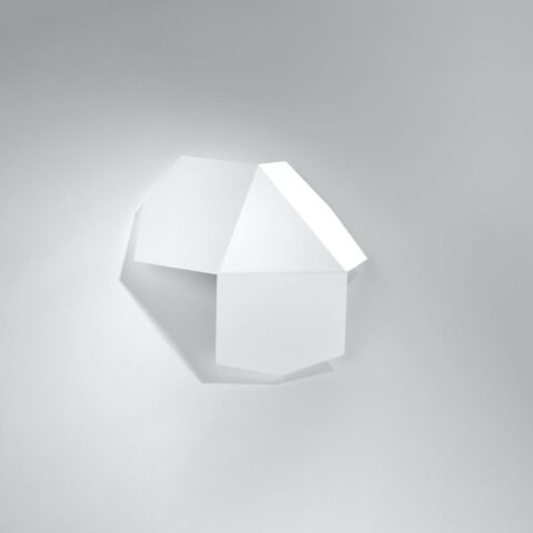 Applique murale blanche au style scandinave géométrique sur fond blanc