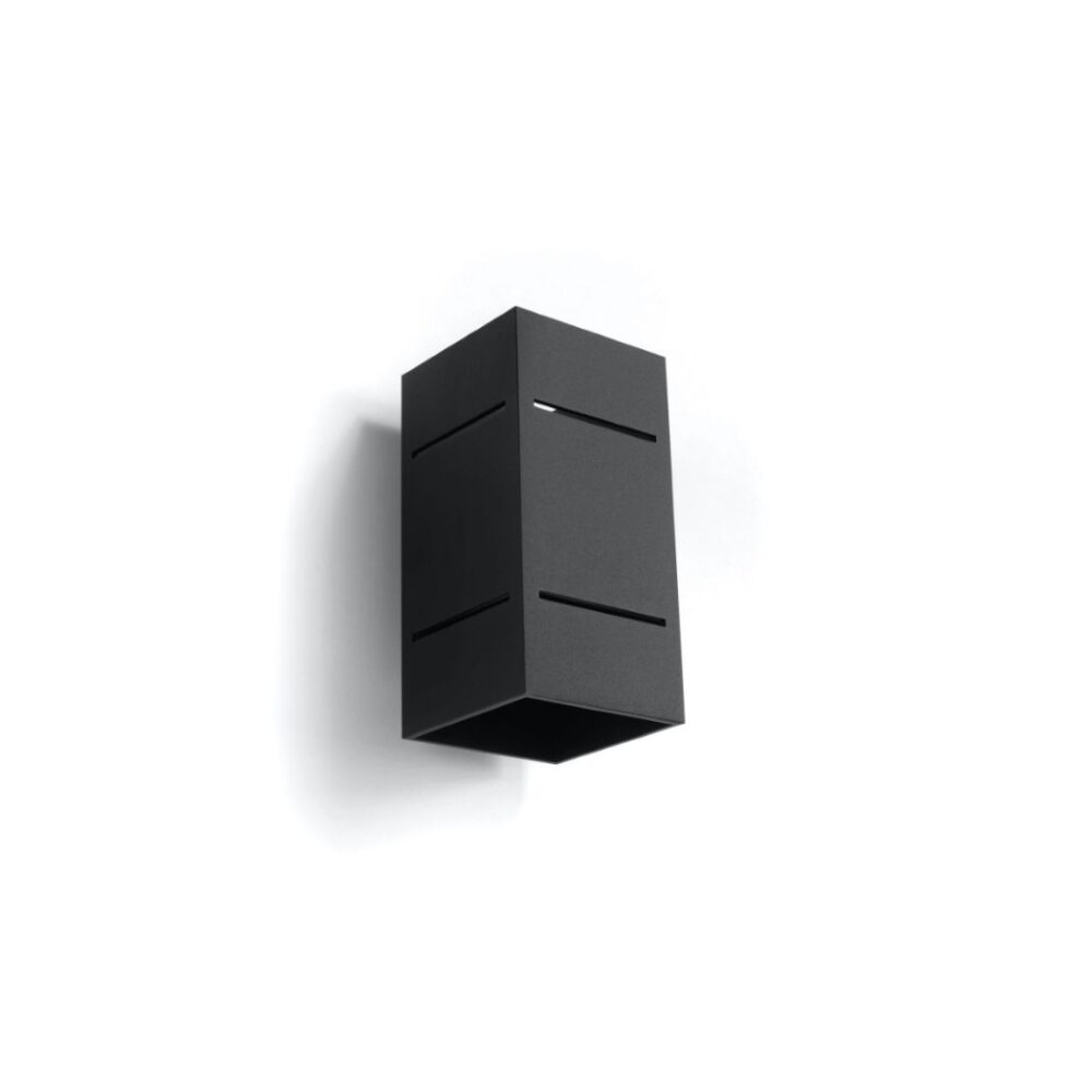 Applique murale rectangulaire noire à fines fentes lumineuses, éteinte