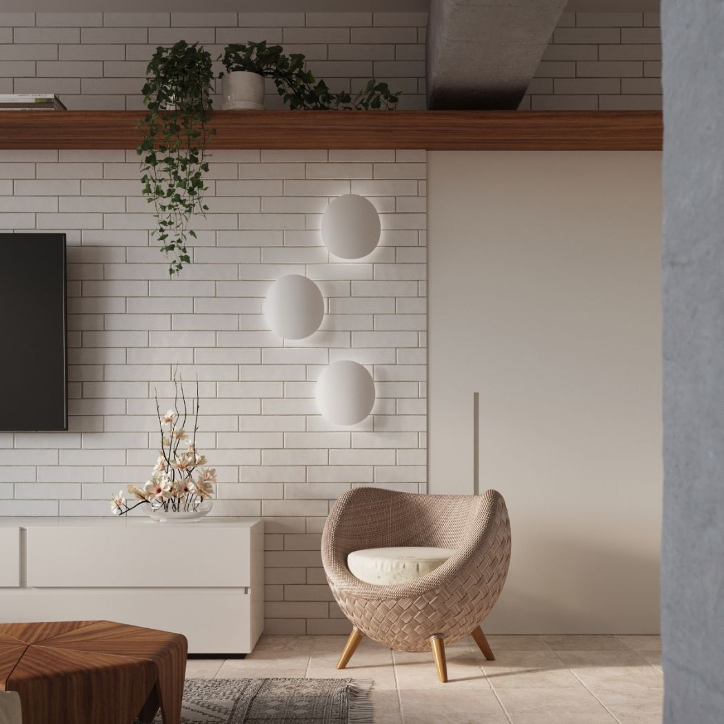 Applique murale ronde minimaliste en acier blanc ou noir - détail
