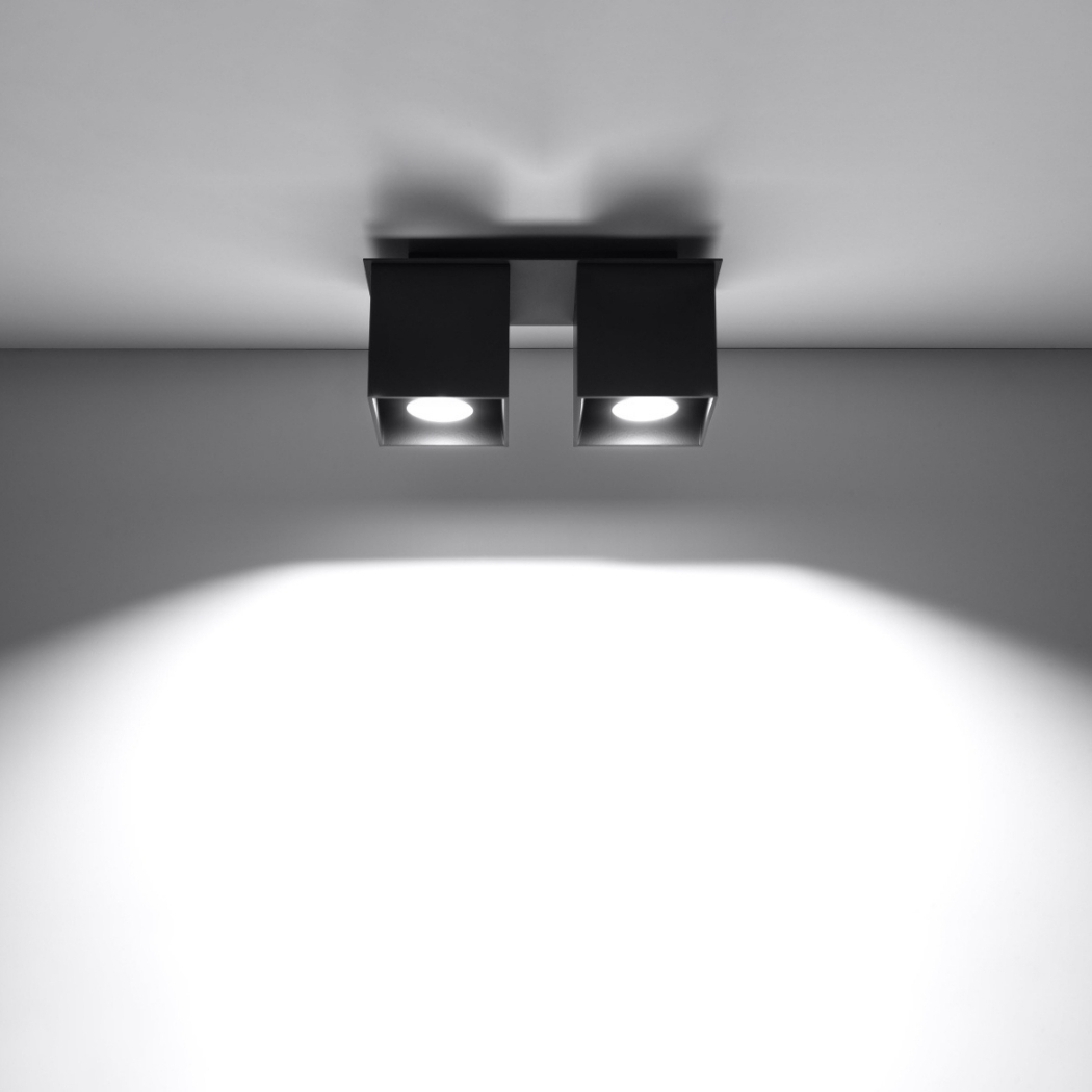 Lustre plafonnier moderne avec 2 cubes en aluminium