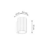 Schéma coté de l'applique cylindrique cannelée avec une hauteur de 10 cm