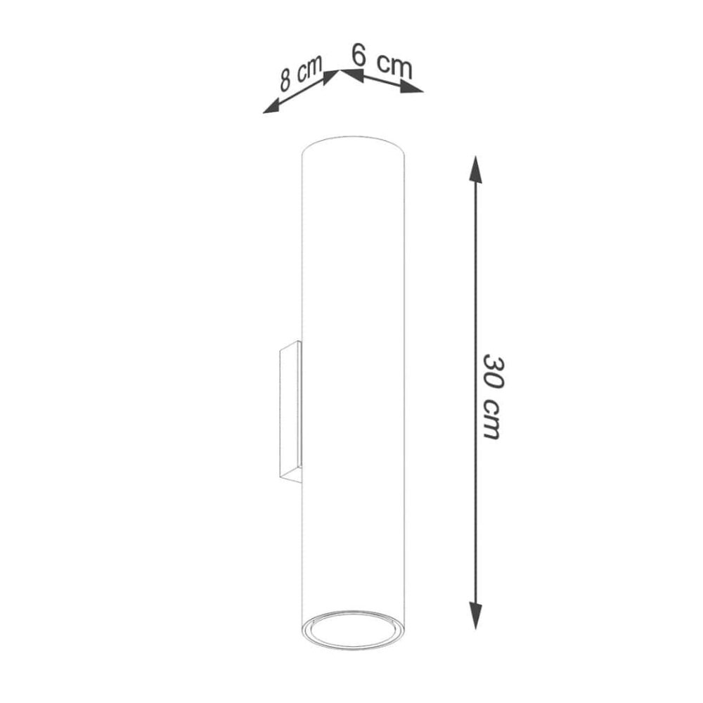 Applique murale design façon tube en métal doré brillant - vue d'ensemble