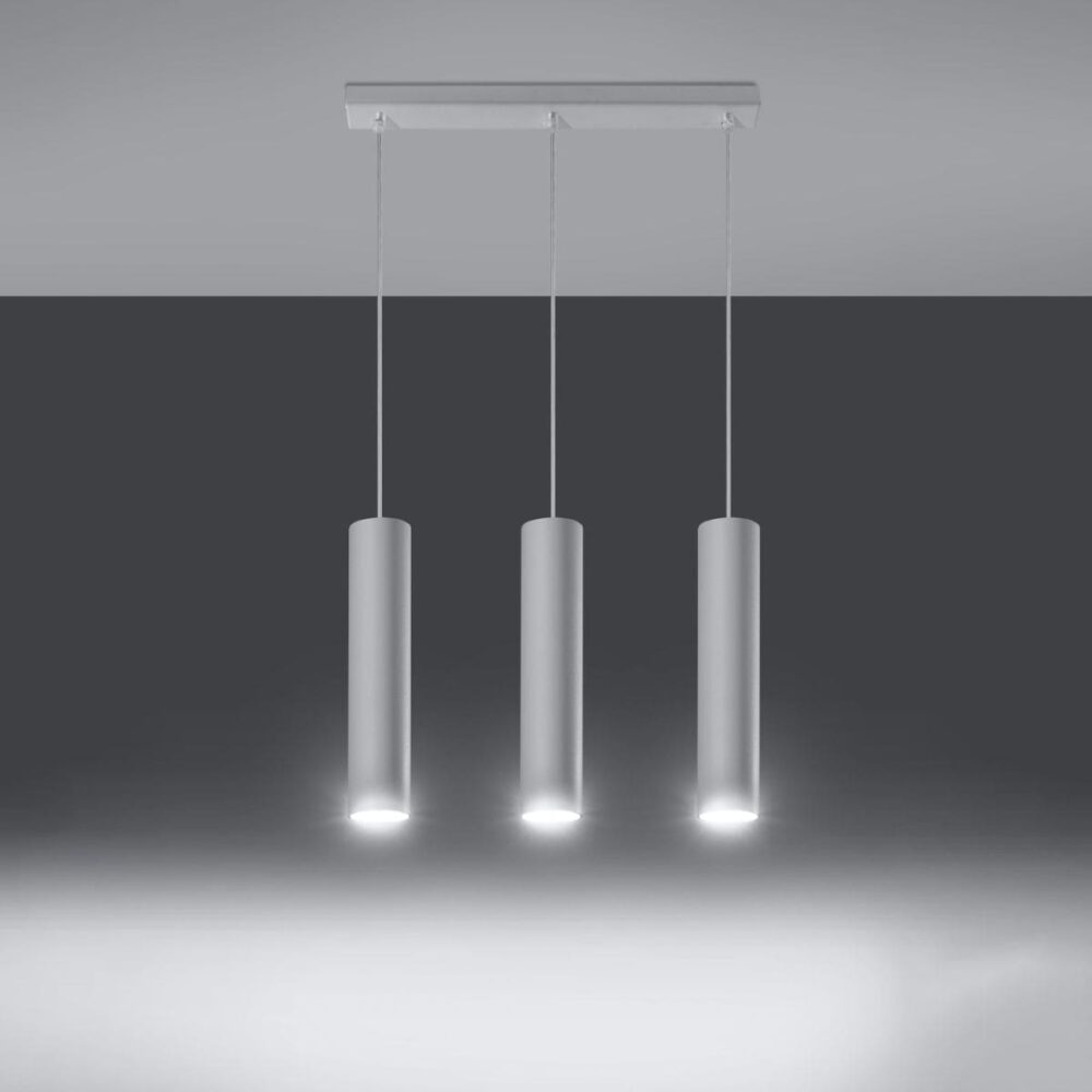 Suspension moderne en acier noir ou blanc avec abat-jour cylindrique