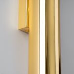 Applique murale design façon tube en métal doré brillant - vue de côté