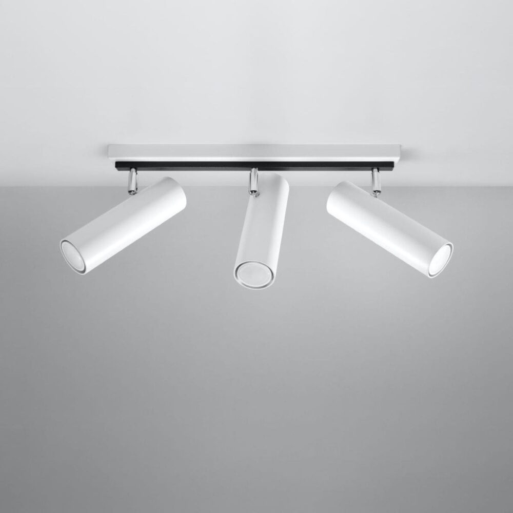 Lustre plafonnier moderne en métal blanc ou noir avec 3 spots réglables