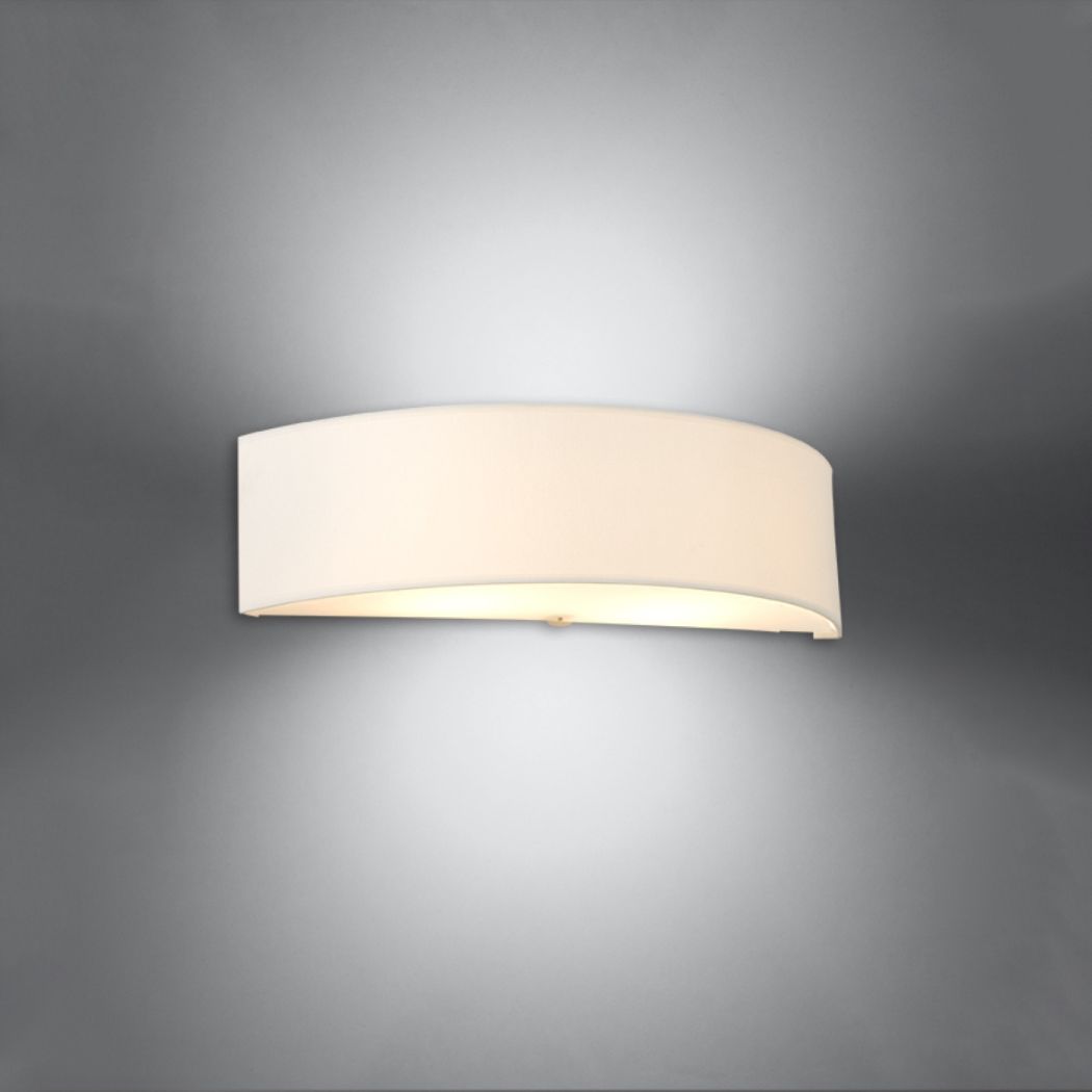Applique murale en forme de demi-lune blanche sur fond gris