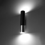 Applique murale design noire avec double éclairage et finitions chromées ou dorées - vue de côté