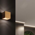 Applique murale dorée en forme de cube - vue d'ensemble