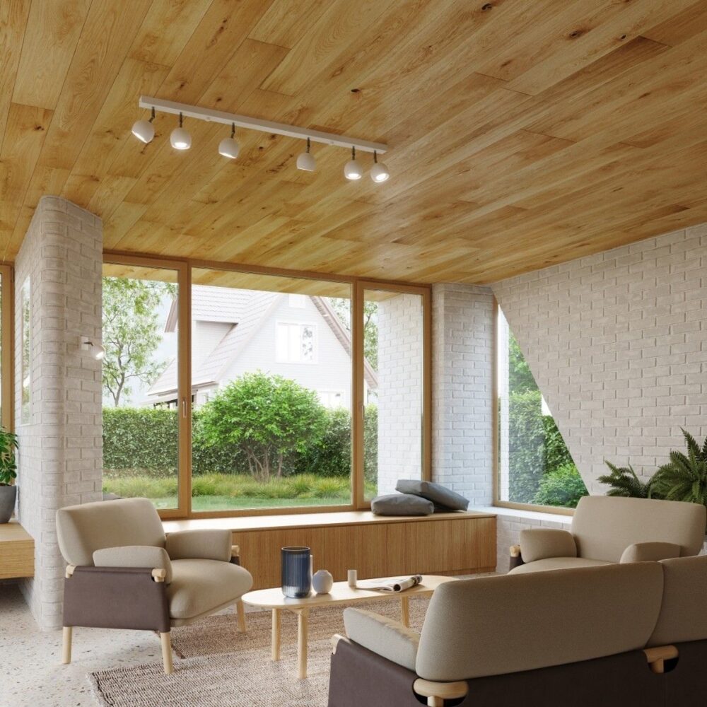 Lustre plafonnier design avec spots orientables noir ou blanc - vue de côté