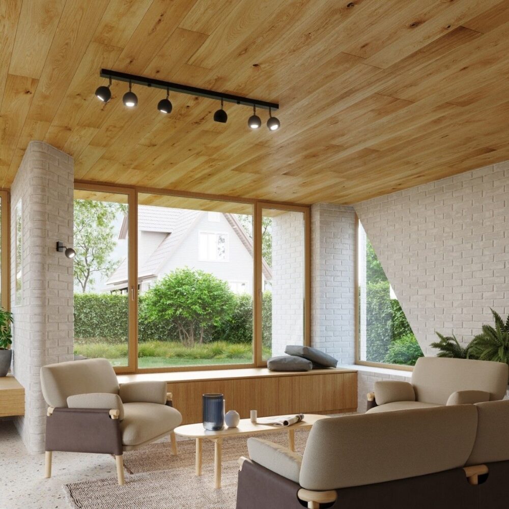 Lustre plafonnier design avec spots orientables noir ou blanc - vue d'ensemble
