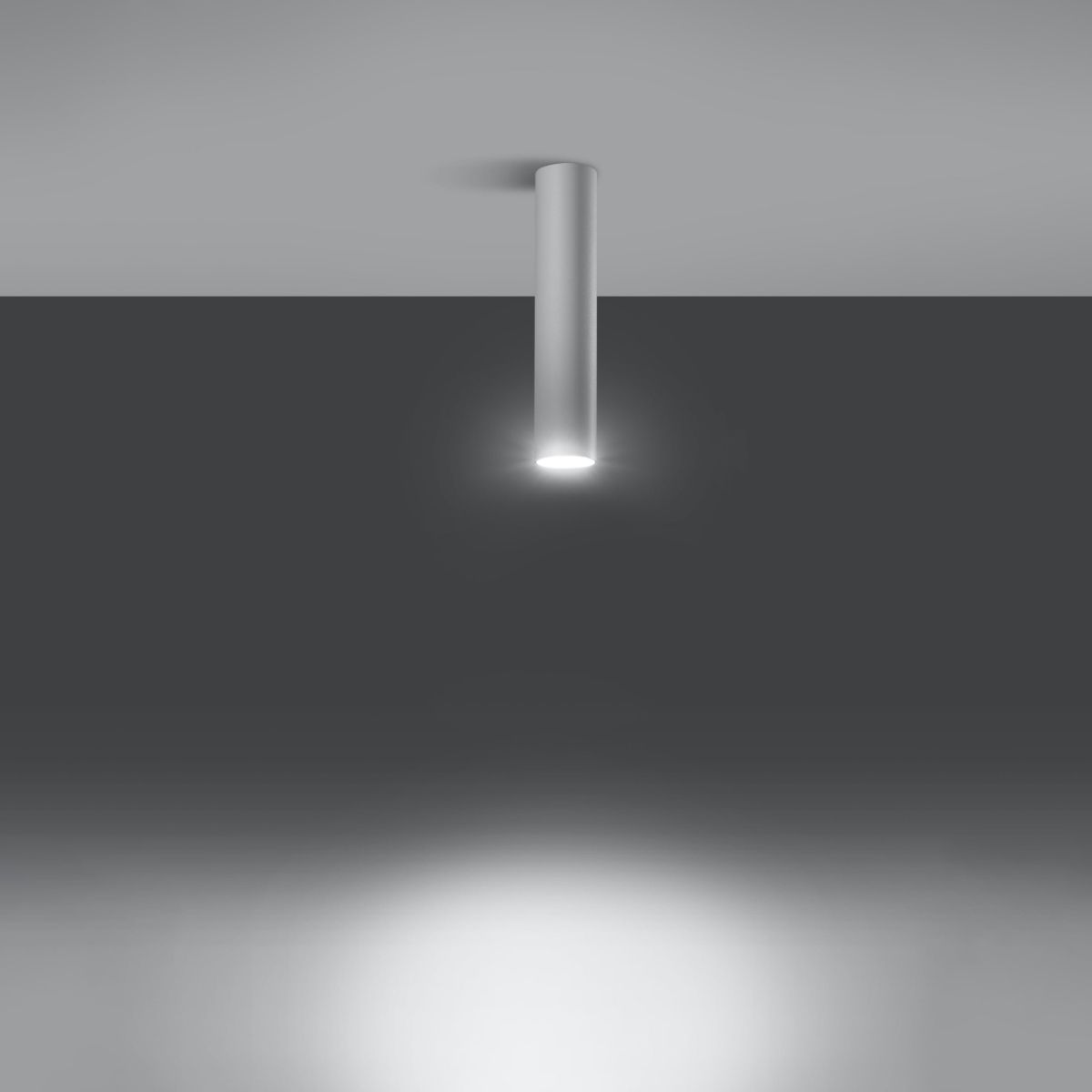 Lustre plafonnier design cylindrique en acier blanc ou noir - détail