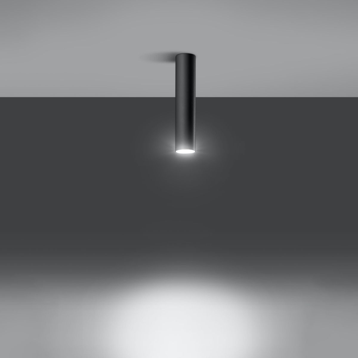 Lustre plafonnier design cylindrique en acier blanc ou noir - ambiance allumée