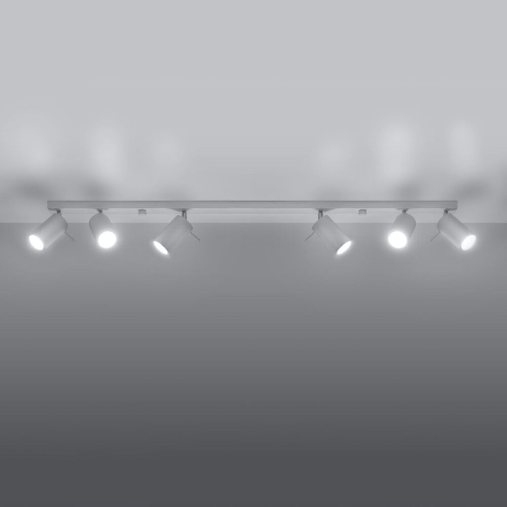 Lustre plafonnier en acier à 6 spots orientables - vue de côté