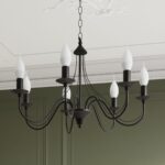 Lustre plafonnier façon chandelier design en acier noir ou blanc - vue de face