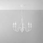 Lustre plafonnier façon chandelier design en acier noir ou blanc