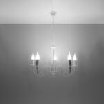 Lustre plafonnier façon chandelier design en acier noir ou blanc - détail