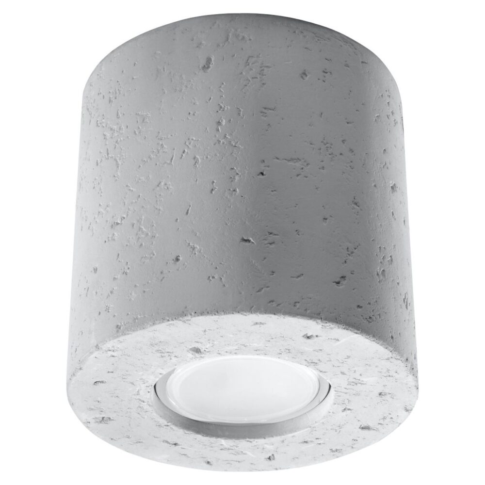 Lustre plafonnier rond en béton brut style industriel