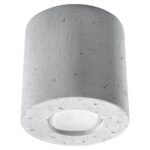 Lustre plafonnier rond en béton brut style industriel