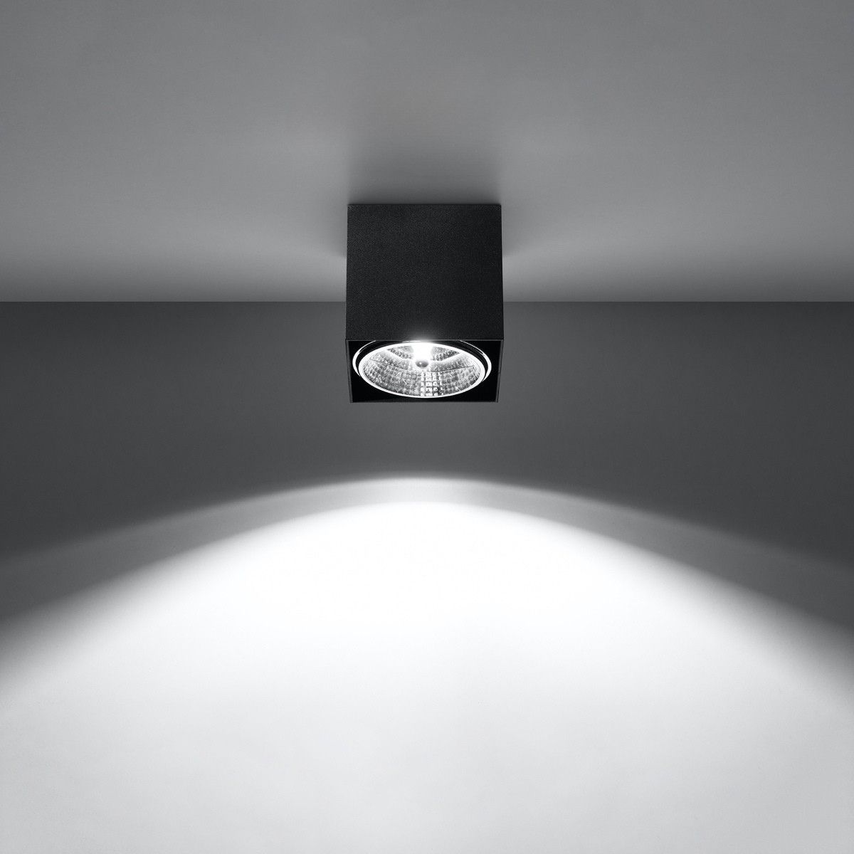 Lustre plafonnier spot LED carré moderne en aluminium - ambiance éteinte