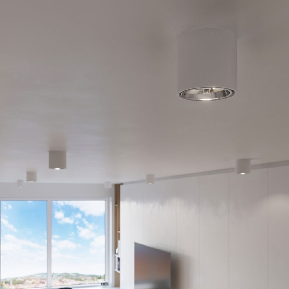 Lustre plafonnier spot LED rond moderne en aluminium - ambiance éteinte