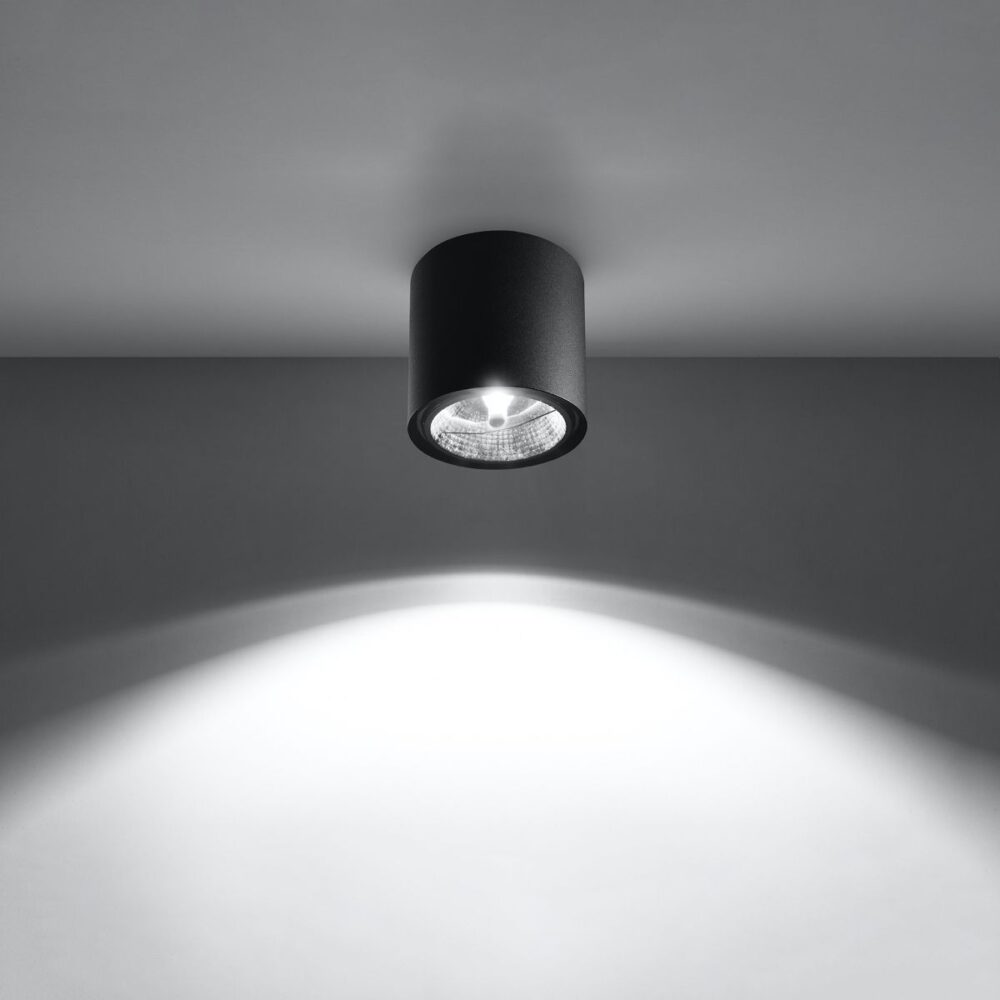 Lustre plafonnier spot LED rond moderne en aluminium - vue de côté