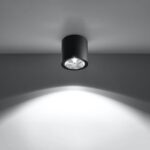 Lustre plafonnier spot LED rond moderne en aluminium - vue de côté