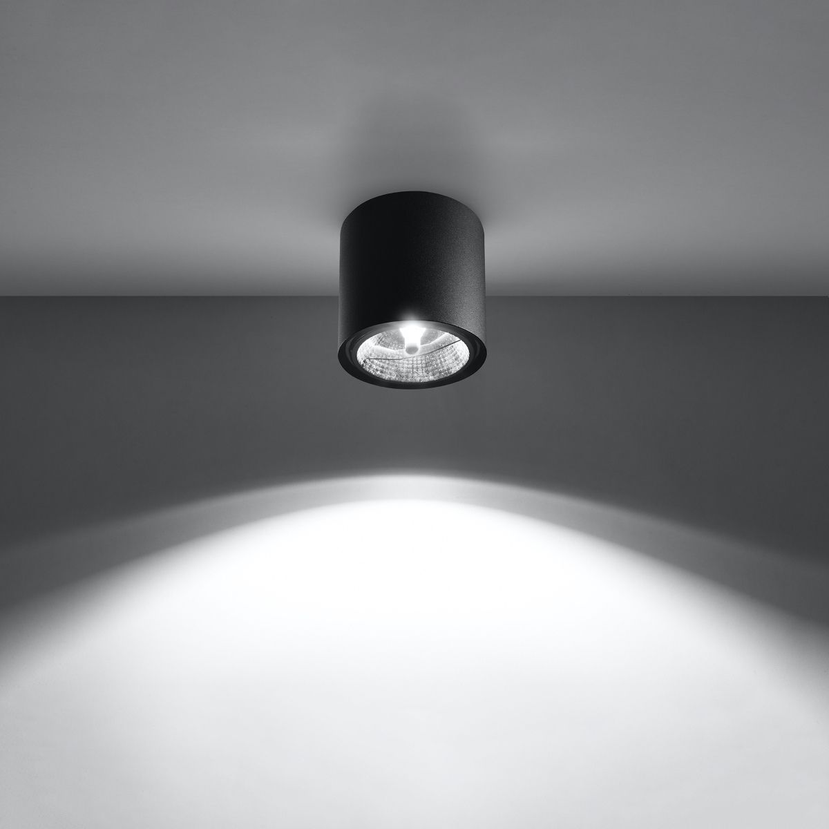 Lustre plafonnier spot LED rond moderne en aluminium - vue de côté