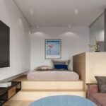 Lustre plafonnier spot LED rond moderne en aluminium - ambiance allumée
