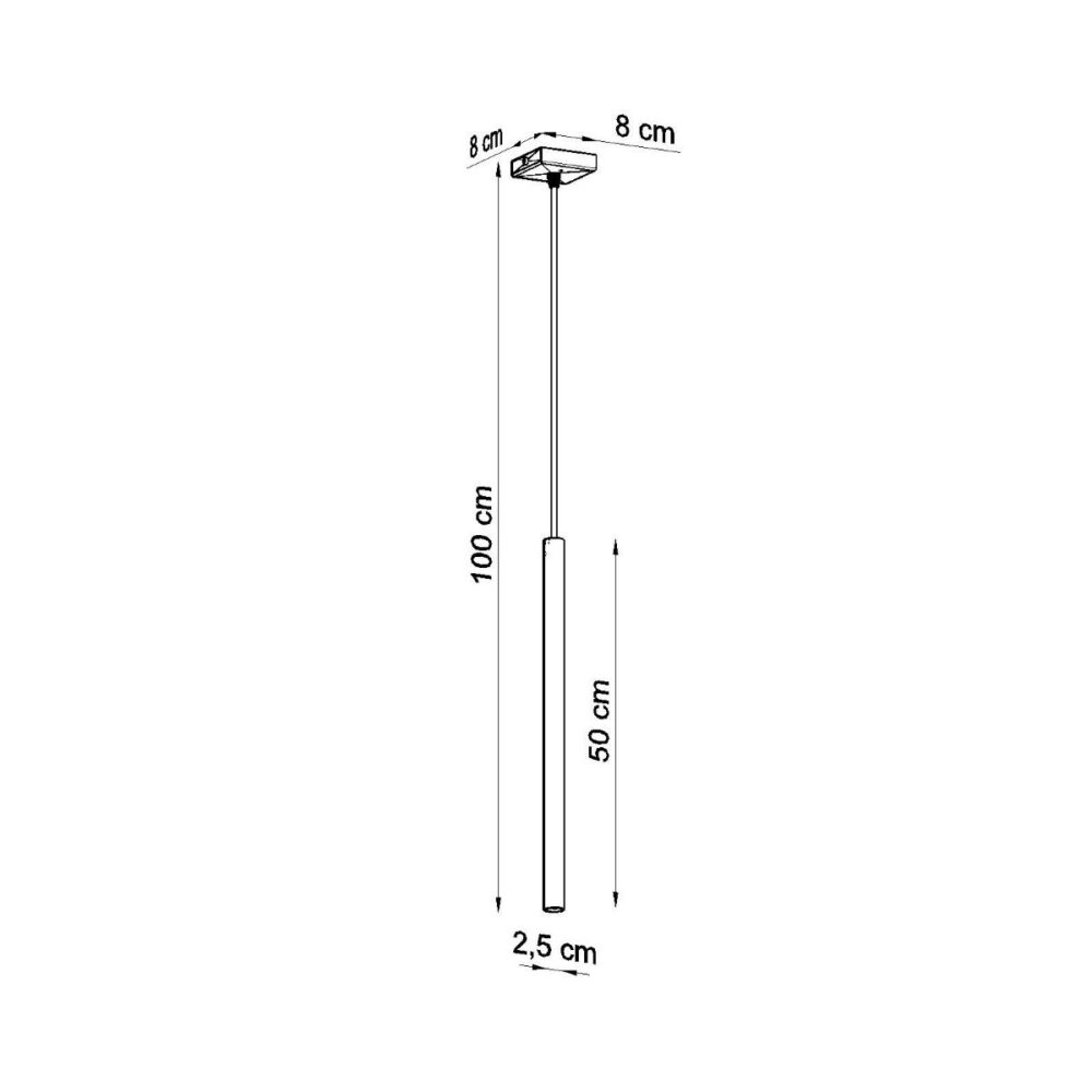 Suspension moderne fine en acier noir ou blanc - vue de côté