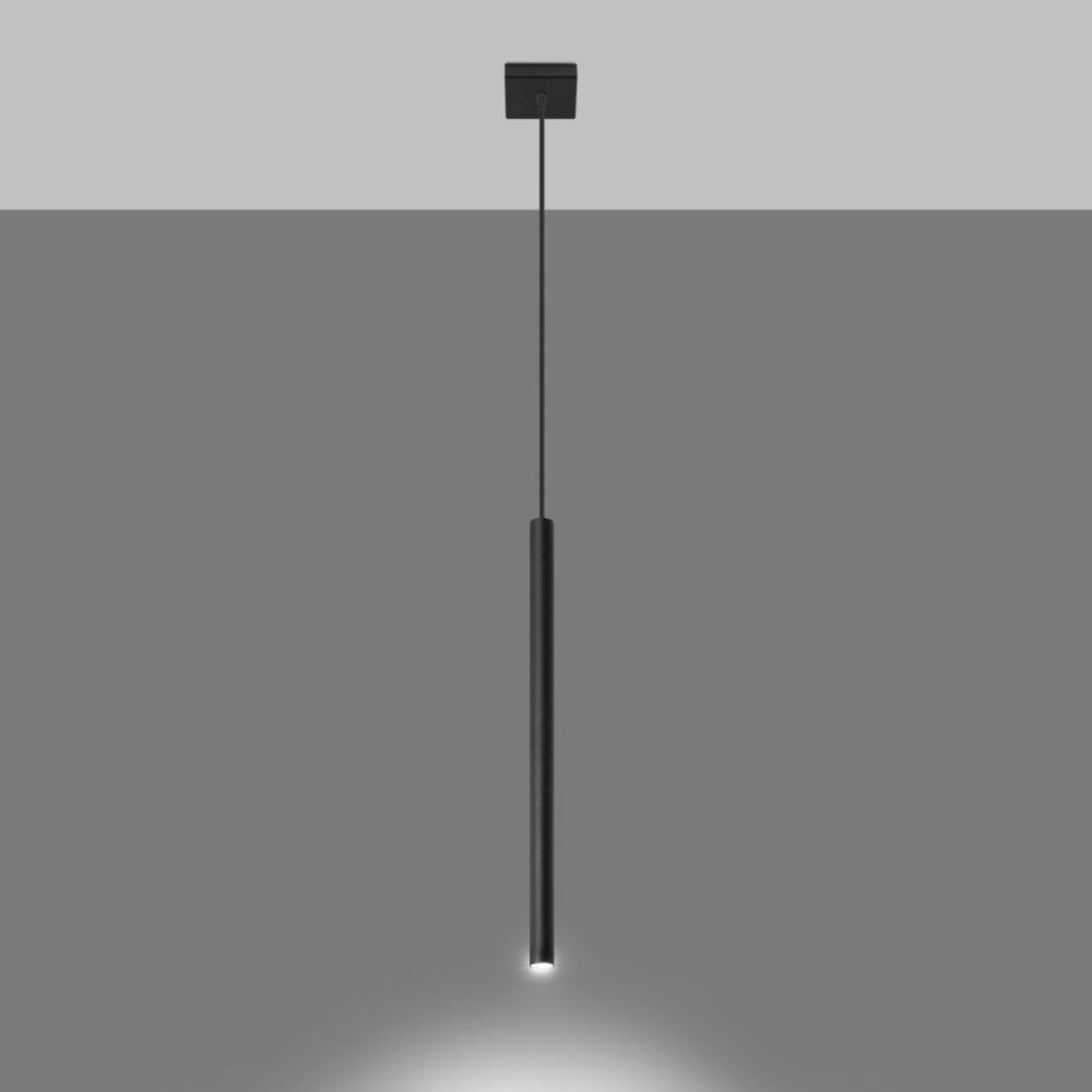 Suspension moderne fine en acier noir ou blanc - détail