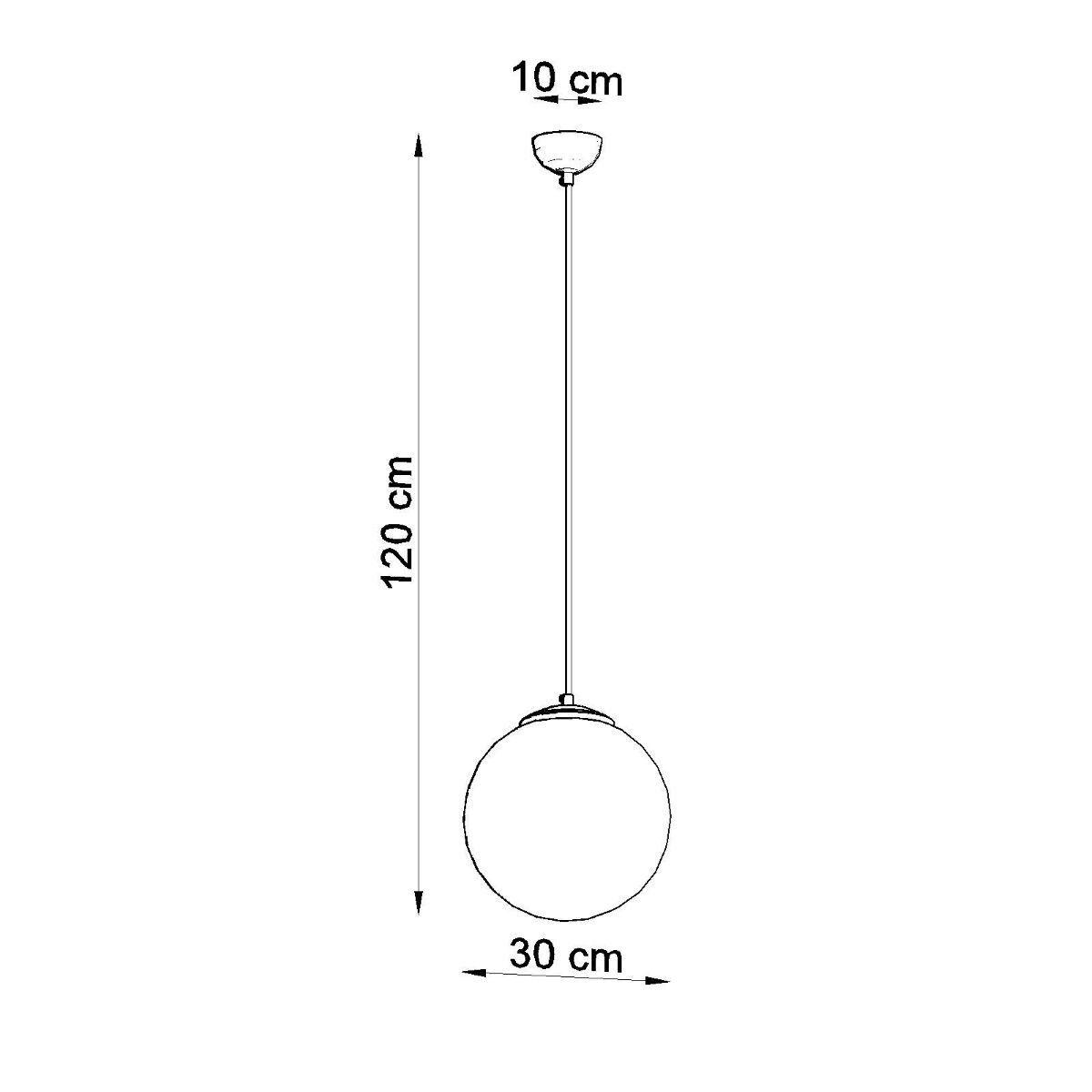 Schéma coté de la suspension globe de 30 cm avec une hauteur totale de 120 cm