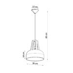 Schéma coté de la suspension avec une hauteur de 85 cm et un diamètre de 30 cm