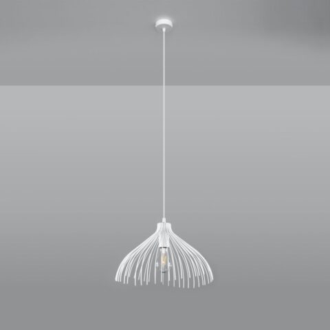 Suspension scandinave en acier blanc sur fond gris