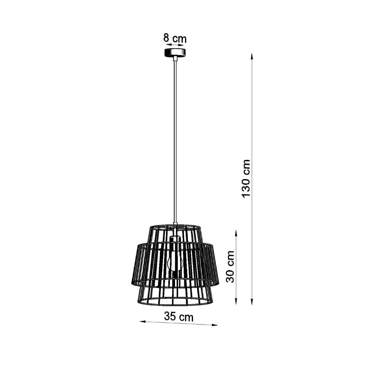 Suspension scandinave avec abat-jour géométrique en acier noir ou blanc — détail de finition