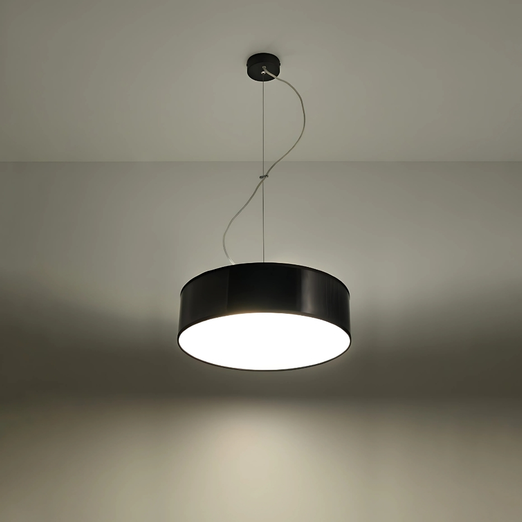 Lustre suspendu avec abat-jour rond en PVC — vue principale