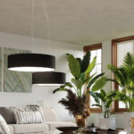 Lustre suspendu avec abat-jour rond en PVC — détail