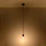 Suspension minimaliste avec corde noire sans abat-jour - vue d'ensemble
