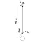 Suspension minimaliste avec corde noire sans abat-jour - vue de côté