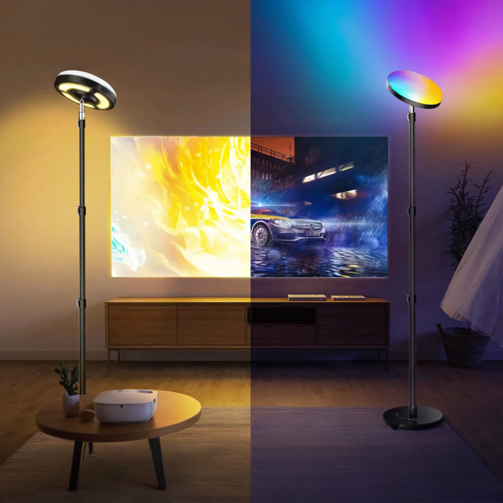 Lampadaire intelligent d’angle LED à ambiance évolutive - vue de côté