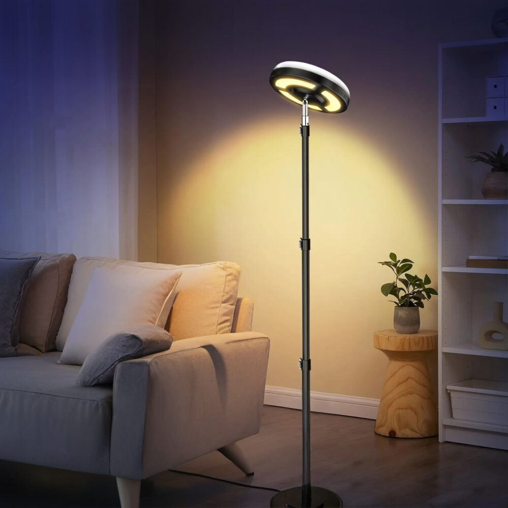 Lampadaire intelligent d’angle LED à ambiance évolutive