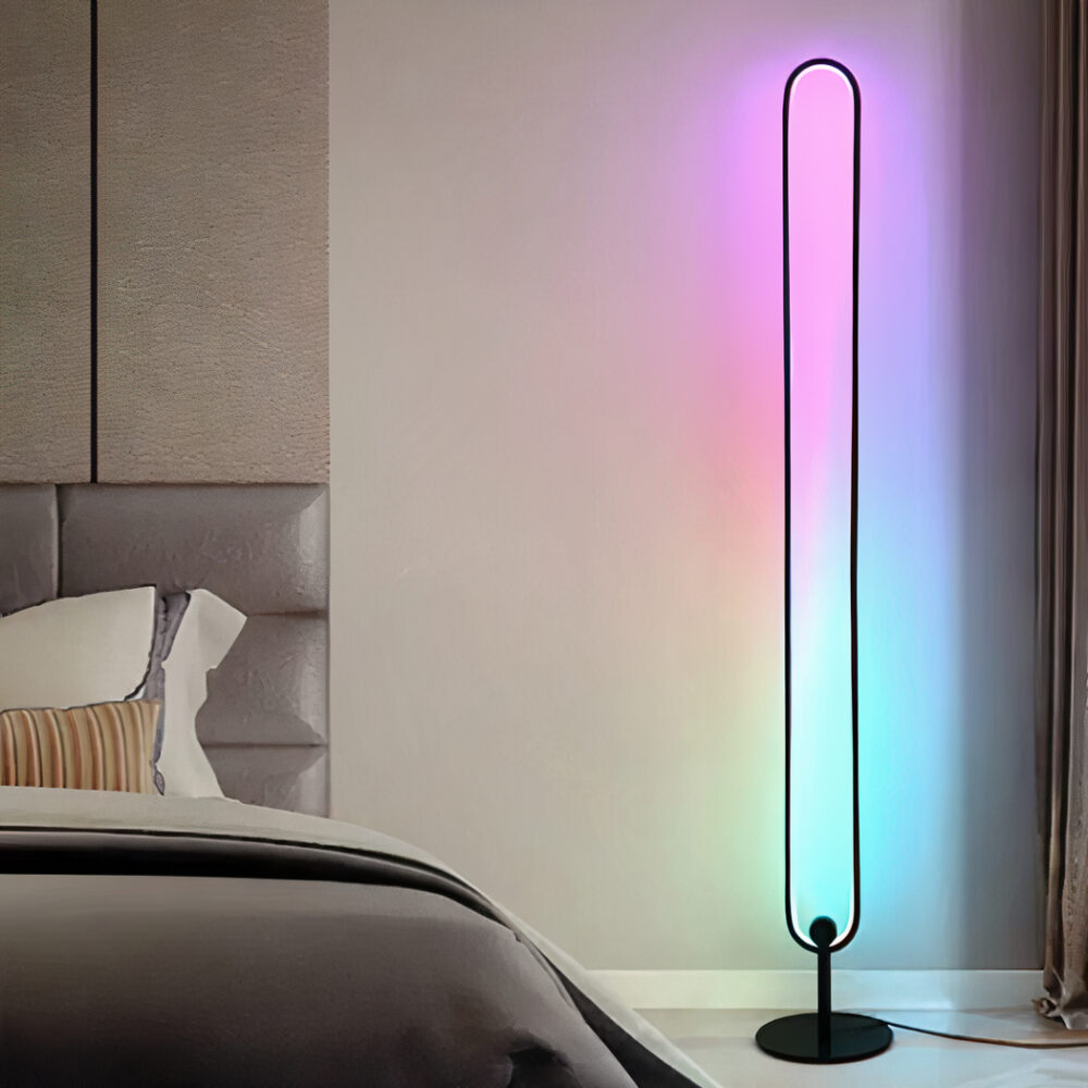 Lampadaire LED d’angle intelligent pour ambiance immersive — vue arrière