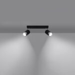 Lustre plafonnier orientable design noir et chrome - ambiance allumée