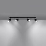 Lustre plafonnier orientable design noir et chrome - vue d'ensemble