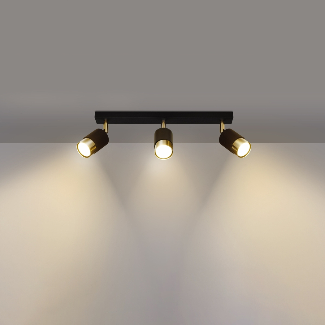 Lustre plafonnier orientable design noir et doré - détail
