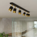 Lustre plafonnier orientable design noir et doré - vue d'ensemble