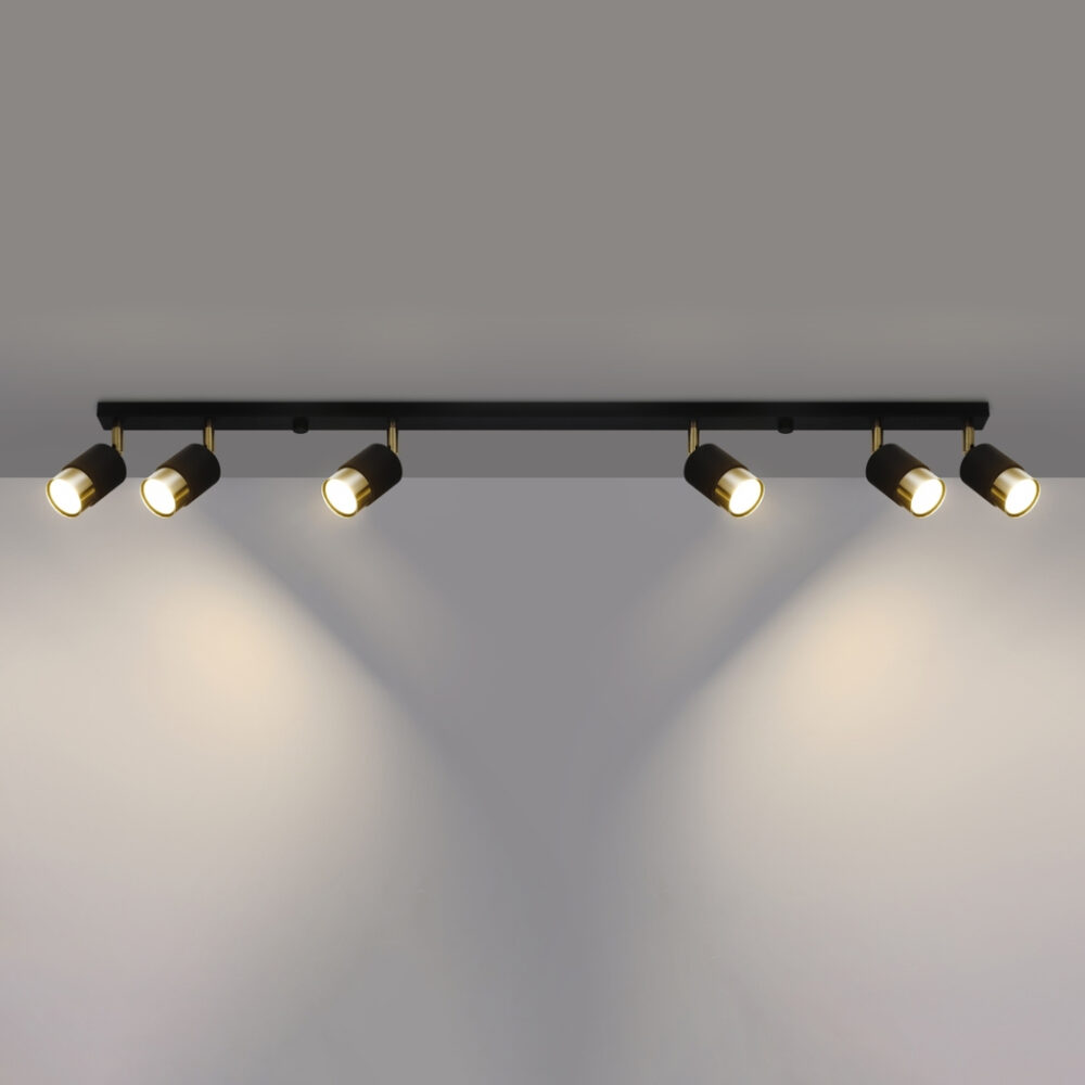 Lustre plafonnier orientable design noir et doré - ambiance éteinte
